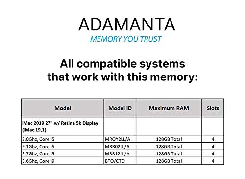 Adamanta 128Gb (4X32Gb) Memory Upgrade For 2020 Apple Imac 27'' W/Retina 5K Display & 2019 Apple Imac 27'' W/Retina 5K Display D